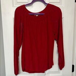 LOFT Red Long Sleeve Blouse